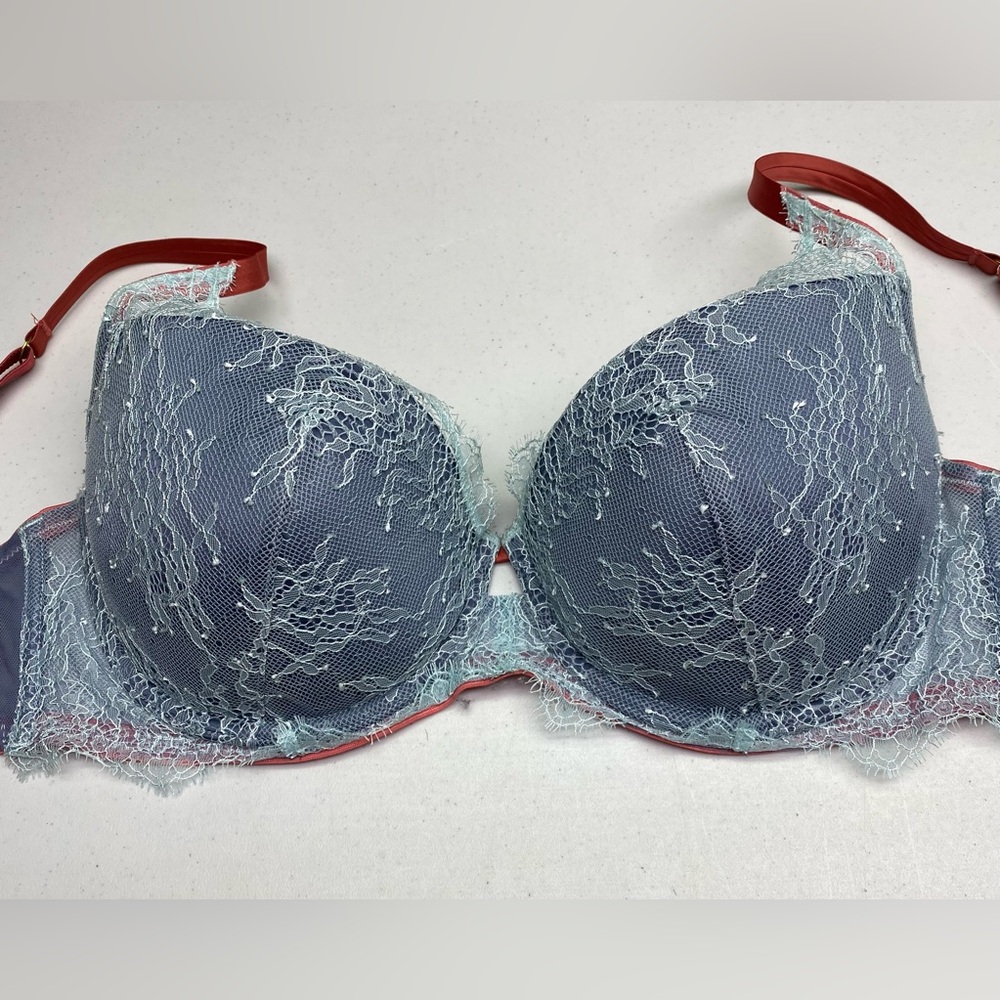 NWOT VS BLU/RUST Lined Plunge, 36DD, *P1003